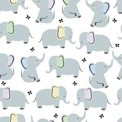 Cute elephant card and seamless pattern for baby shower decor, nursery ...