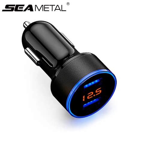 Car USB Charger Cigarette Lighter Charge Voltage Display Fast Charger ...