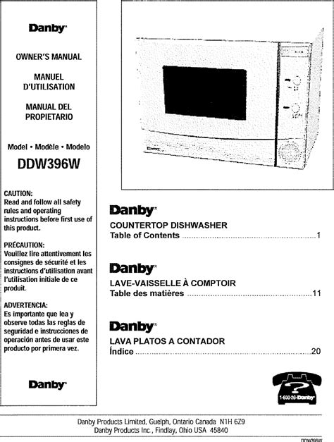 Danby DDW396W User Manual DISHWASHER Manuals And Guides L0712201