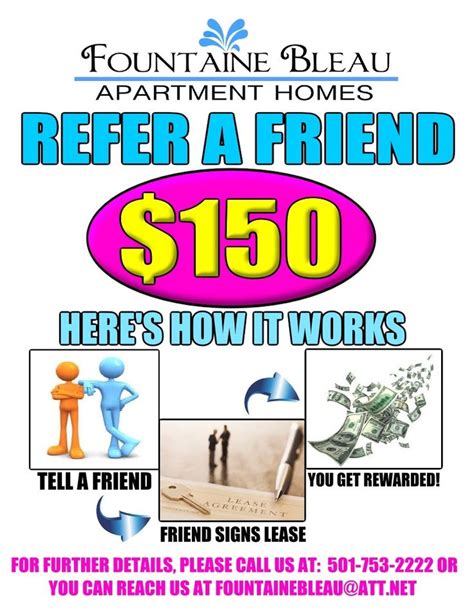 a flyer for refer a friend $ 350 here's how it works, tell a friend