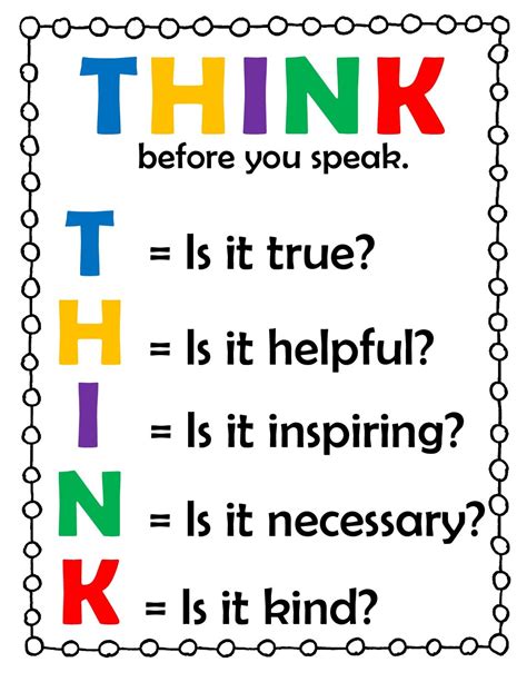 Think Before You Speak Poster Printable - Printable Word Searches