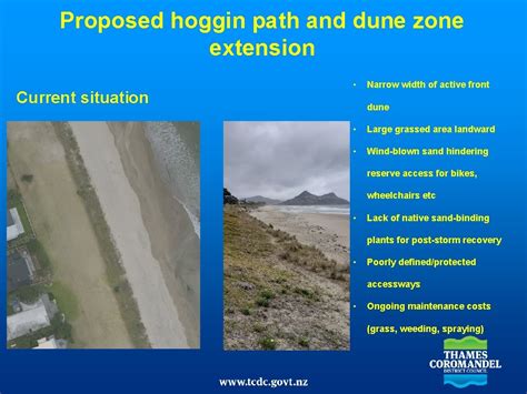 Proposed hoggin path and dune zone extension Current