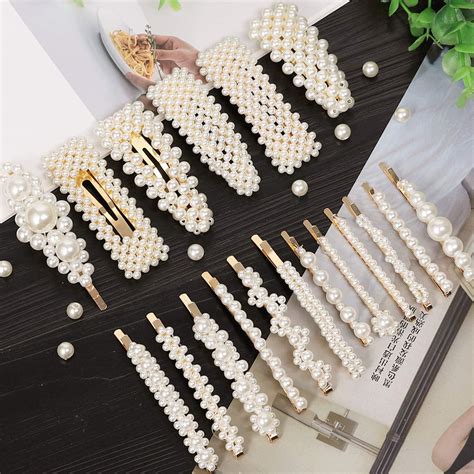 18 Pcs Pearl Hair Clips Large Hair Clips Pins Barrette Hair for Women ...