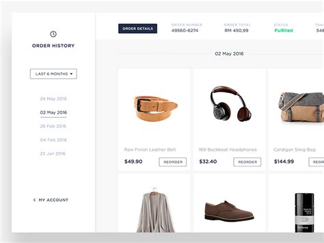 E-commerce Order History Ui by Daniel Tan on Dribbble