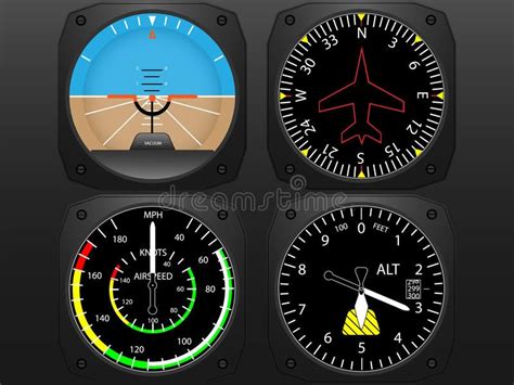 Airplane cockpit flight instruments. Airplane cockpit flight instrument ...