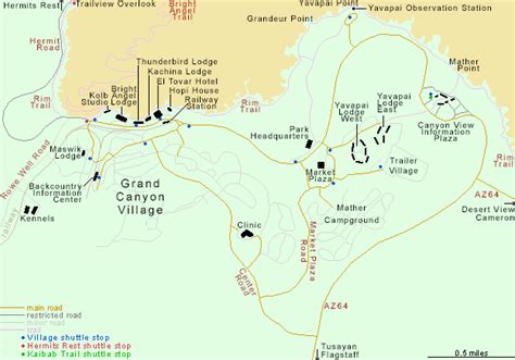 Map of Grand Canyon Village, Arizona