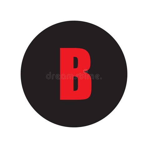 Letter B Logo Symbol with Red Impact Font in Black Circle Stock Vector ...