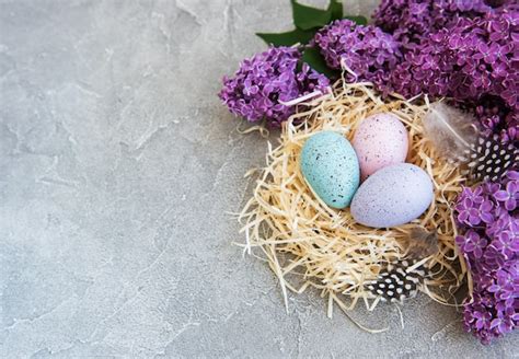 Premium Photo | Nest with easter eggs