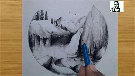 How to draw realistic waterfall drawing step by step / pencil drawing ...