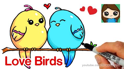 How to Draw Cartoon Love Birds Easy - YouTube