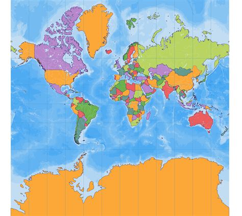 Political blank world map Mercator projection 12819947 Vector Art at ...