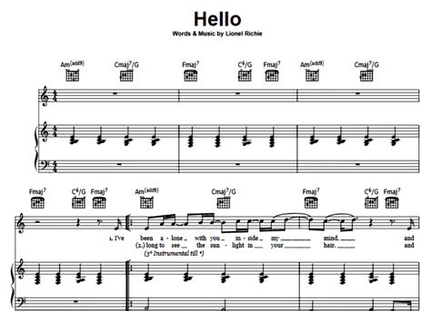 Lionel Richie-Hello Free Sheet Music PDF for Piano | The Piano Notes