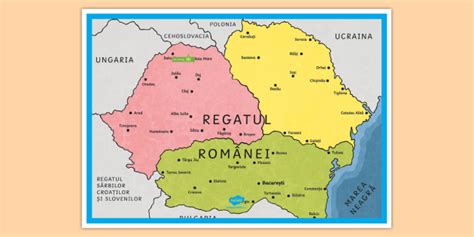 Harta României la 1918 - Planșă cu diferite dimensiuni