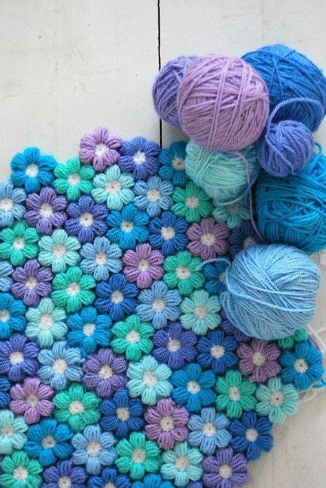 DIY Crochet 6 Petal Puff Stitch Flower Blanket | Haken, Tapijt haken ...