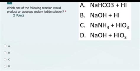 Solved Which one of the following reaction would produce an | Chegg.com