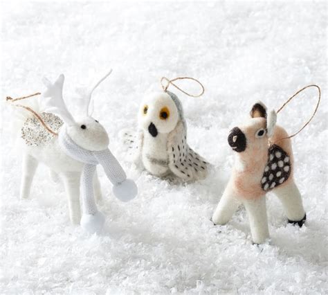 Felt Forest Animal Ornaments - Set of 3 | Pottery Barn Mitten Ornaments ...