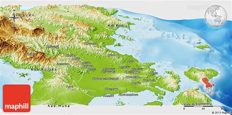 Physical Panoramic Map of Kab. Kendari