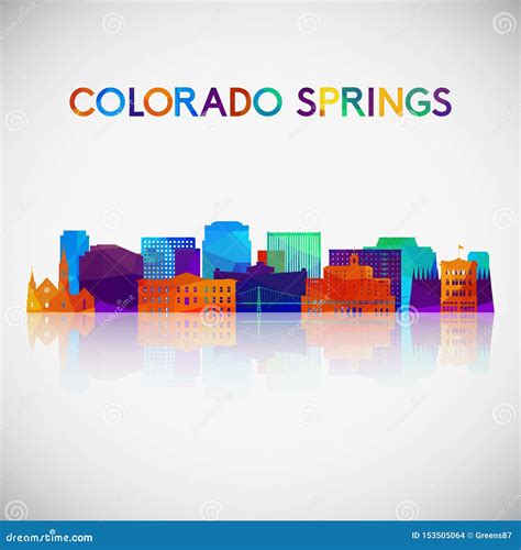 Colorado Springs Skyline Silhouette in Colorful Geometric Style. Stock ...