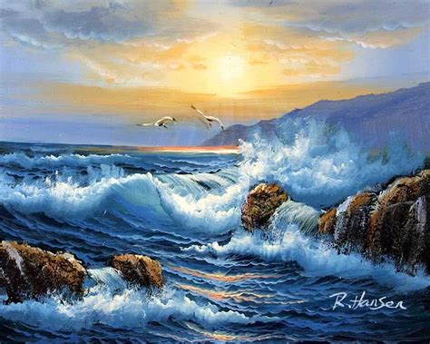 Sunrise over the Sea Seascape Paintings Oil, Seascapes Art, Landscape ...