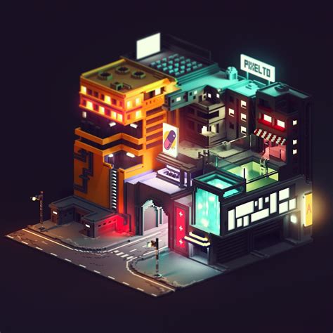 ArtStation - CyberPunk city, Mari K | Cyberpunk city, Isometric art ...