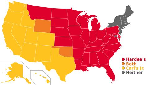 States with Hardee's locations vs. States with Carl's Jr. locations ...