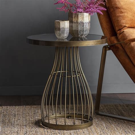 Round Side Table with Smoked Glass Top - Bronze | Primrose & Plum