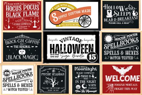 Vintage Halloween Sign Bundle Graphic by Design's Dark · Creative Fabrica