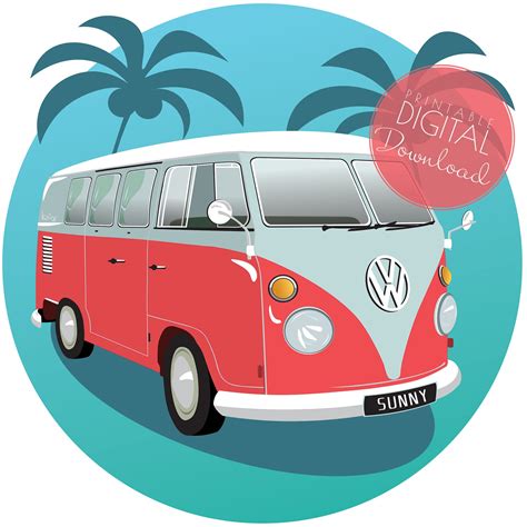 Kombi Van Digital Illustration Vector Art VW Kombi Print | Etsy