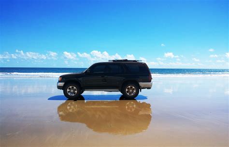 Free Images : beach, sea, coast, trail, car, jeep, reflection, offroad ...