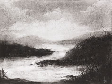 Charcoal Drawing - ORIGINAL ART - Landscape - 6x8 in - UNFRAMED ...