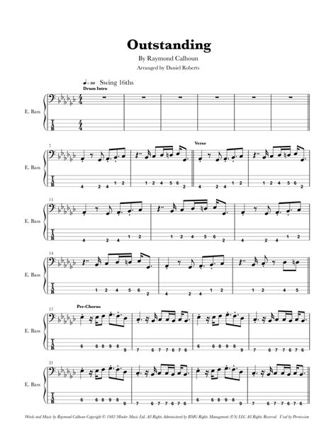 Outstanding (arr. Daniel Roberts) by The Gap Band Sheet Music for Bass ...