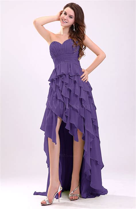 Dark Purple Gorgeous Sweetheart Lace up Chiffon Knee Length Wedding ...