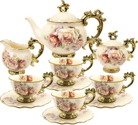 Amazon.com: fanquare - Juego de té de porcelana británica, 15 piezas ...