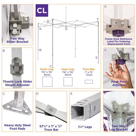 10X20 CL Pop up Canopy Tent Replacement Steel Frame - Commercial Grade ...