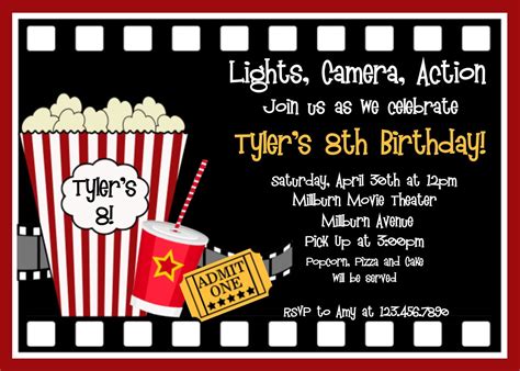 Movie Birthday Party Invitations – Bagvania FREE Printable Invitation ...