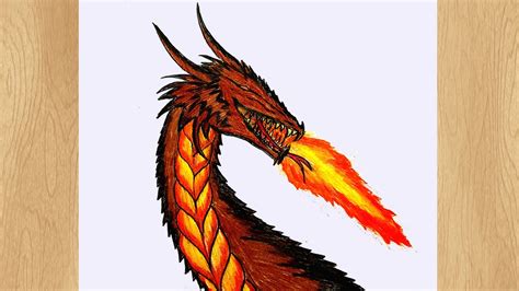 Draw a Fire Breathing Dragon I Dragon with Fire Drawing Tutorial I Easy ...