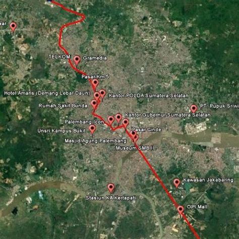 Map of LRT Palembang trajectory Source : FS LRT Kota Palembang Dsk ...