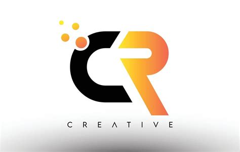 CR Black Orange Letter Logo Design. CR Icon with Dots and Bubbles ...