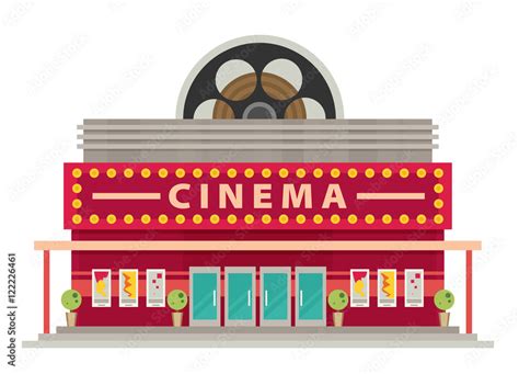 Cinema building flat style. Movie Theater. Stock-Vektorgrafik | Adobe Stock