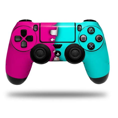 Skin Wrap for Sony PS4 Dualshock Controller Ripped Colors Hot Pink Neon ...