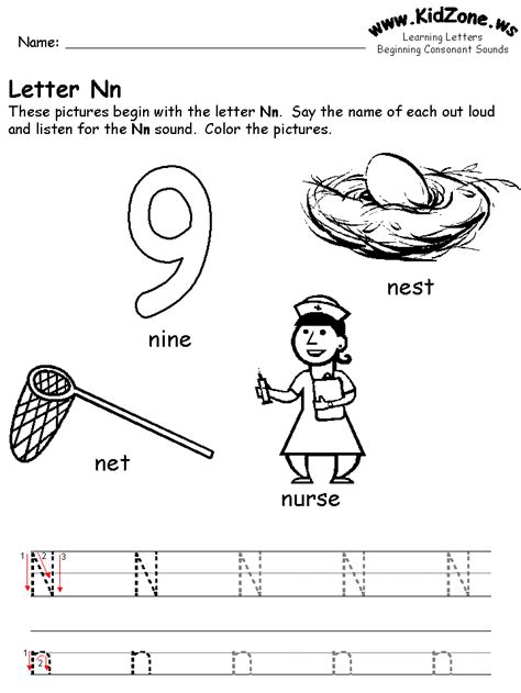 96 best ideas for coloring | Letter N Worksheets For Preschoolers