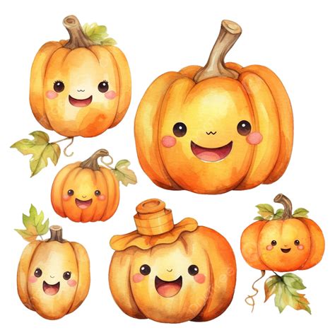 Cute Pumpkin Halloween Watercolor Clipart, Pumpkin, Halloween ...