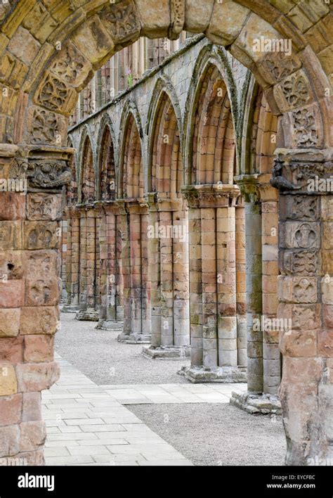 Western door and interior Jedburgh Augustinian Abbey founded in 1138 by ...