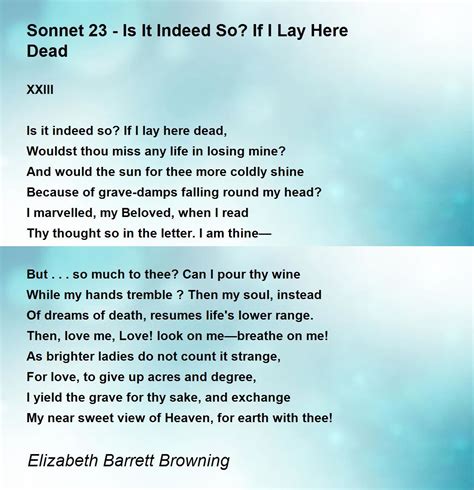 Sonnet 23 - Is It Indeed So? If I Lay Here Dead - Sonnet 23 - Is It ...