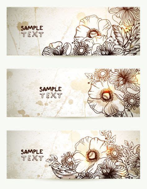 retro hand drawn flower banner vector graphic for Free Download ...