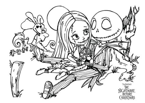 Jack And Sally from Nightmare Before Christmas coloring page - Download ...