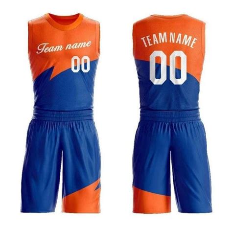 From $34.99 Custom Orange/Blue Basketball Jersey Set Mesh Blank Team ...