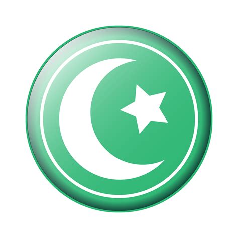 Symbol of Islam a crescent moon and star on a round background flat ...