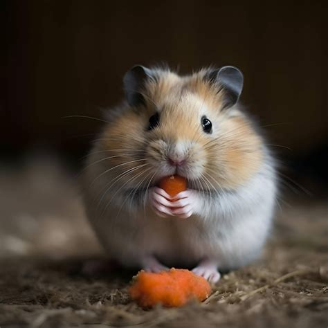 Premium AI Image | Hamster eating a carrot Cute hamster eating a carrot