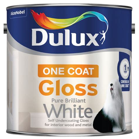 Dulux One Coat Gloss Paint - Pure Brilliant White 2.5L | Painting